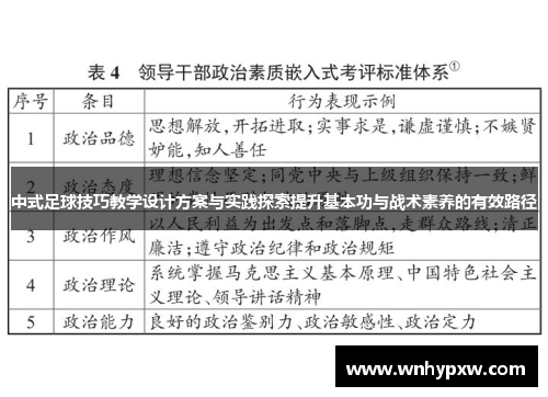 中式足球技巧教学设计方案与实践探索提升基本功与战术素养的有效路径